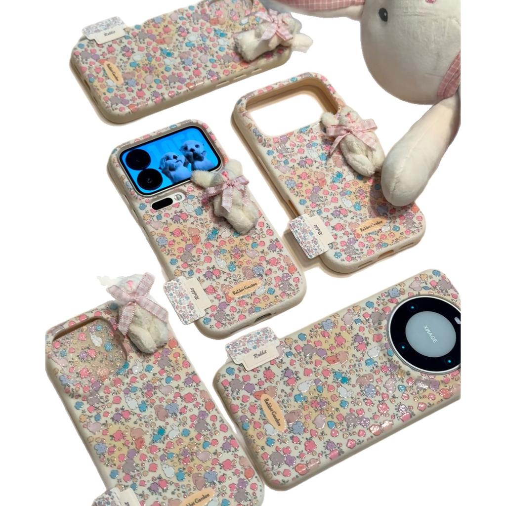 Winter Floral for Apple 17pro Phone Case 16proma X Soft Rubber 13p Faux Leather 12pro Cartoon 11