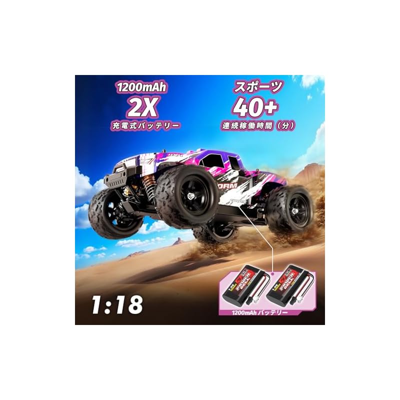 RC Car, Perfect Gift for Girls and Beginners, 1/18 Scale 4WD Electric RC Car, 2.4GHz, 40km/h High Speed, Off-Road RC Buggy, All-Terrain, Two Speed