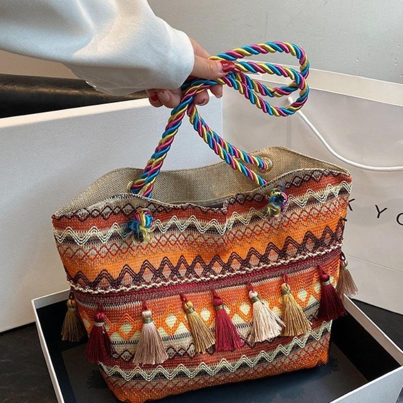 Shoulder Bag Women's Ethnic Style Large Capacity Popular Oblique Span New Niche Design Fashionable Versatile Woven Handbag Bag