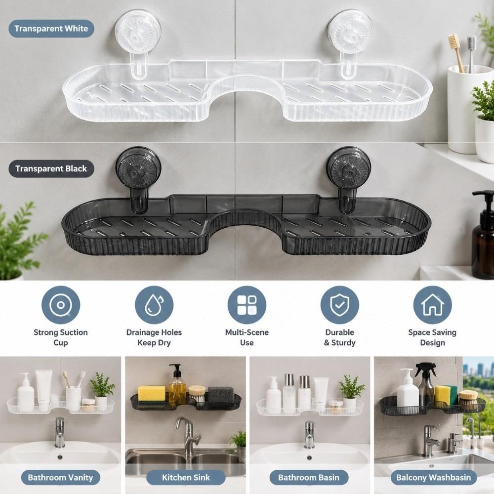 No Drill Washbasin Hanging Rack Waterproof Suction Cup Bathroom Holder Bathroom