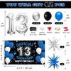 Vicycaty 13th Birthday Decorations for Boys Girls, Official Teenager 13 Years Old Birthday Party Supplies Set with Fabric Backdrop Banner, Foil