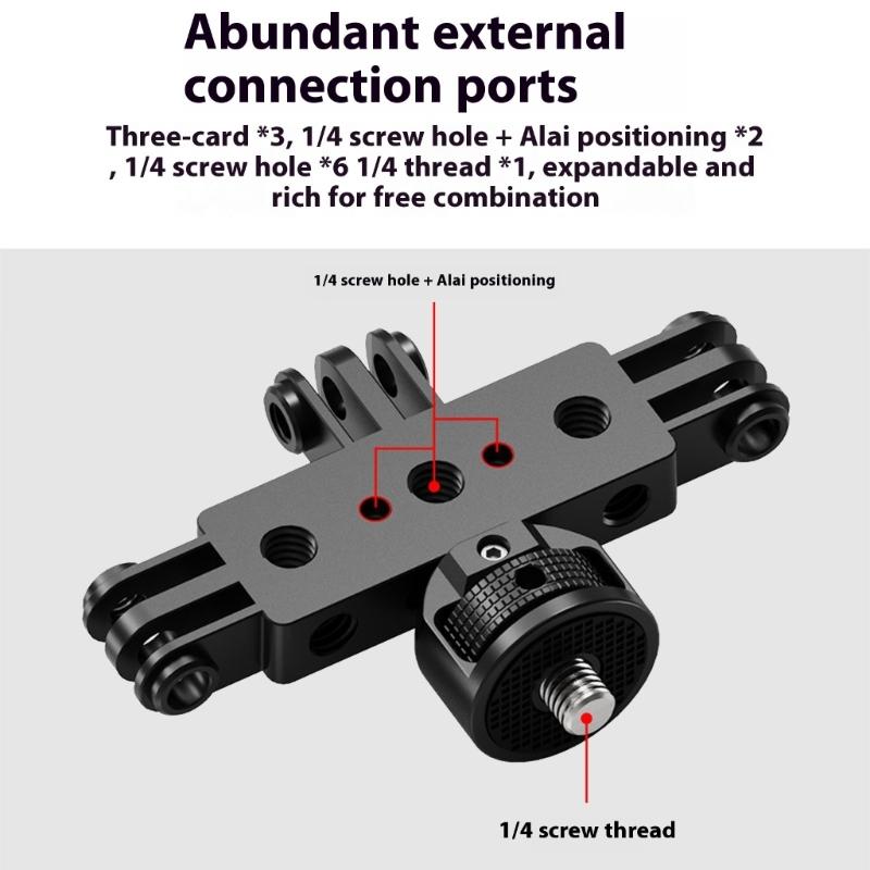 Volledig Roterende Stalen Verlengarm Drie Camera Grip Live Beugels 1/4 Gat Voor Buiten Sport Opnames Fotografie