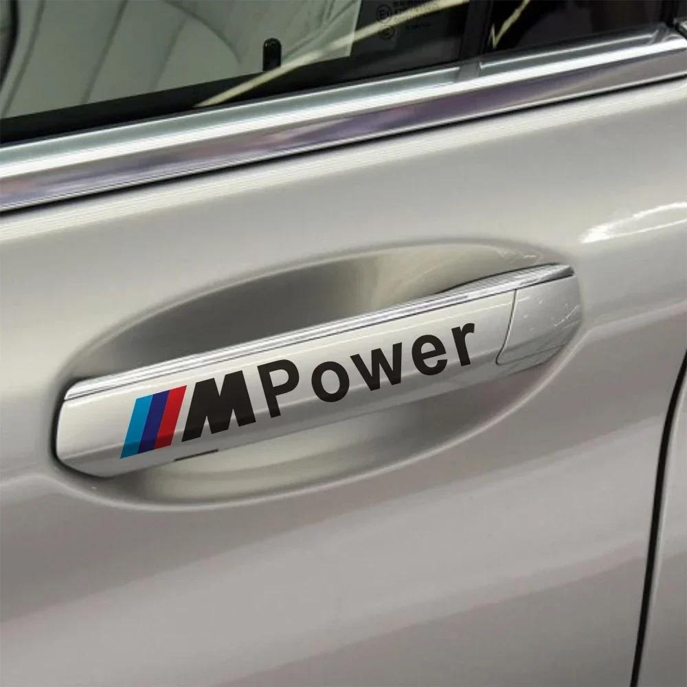 4PCS M Power Car badge decal Car Door Handle Sticker For bmw M Sticker X1 X3 X4 X5 X6 X7 e46 e90 f20 e60 e39 f10 Car accessories