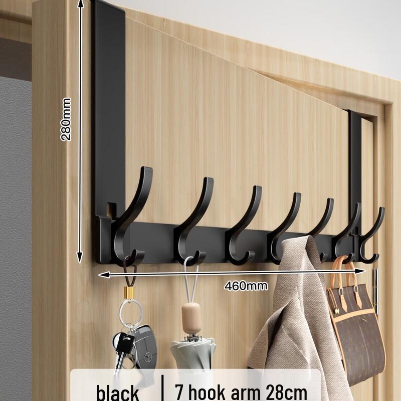 Drill-Free Aluminum Over-the-Door Hook Rack