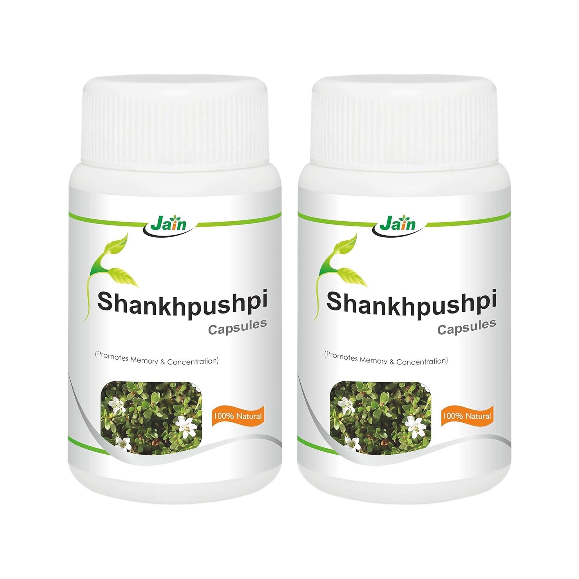 

JAIN Shankhpushpi Capsules 60 Count X Pack Of 2 Natural Herbal Supplement Vegan GMP Certified Daily Wellness Support