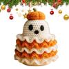 Halloween Crochet Ghost Handmade Knitted Ghost with Pumpkin Hat Cute Plush Ghost Tabletop Decoration for Desk Bookshelf Home Decor
