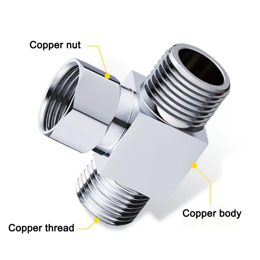 3-Way G1/2 Outlet Shower Diverter Valve T-Adapter Shower Hose Tap Splitter Brass Bathroom Faucet Water Separator Tap Connector
