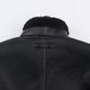 Womens Streetwear Faux Leather Biker Jacket With Zipper Sherpa Lining Loose Fit Black Coat