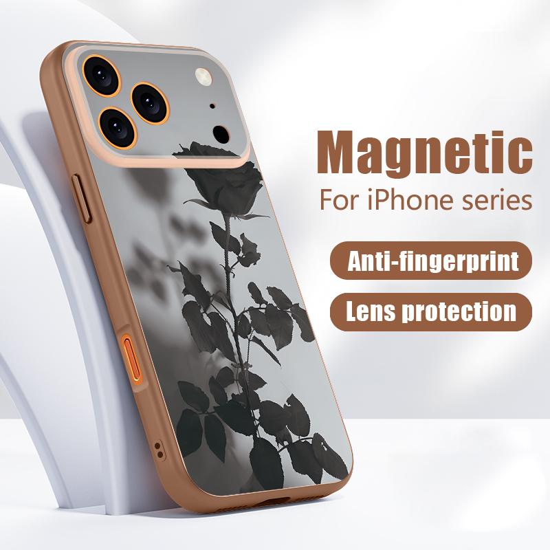 Flowers Leaves Pattern Case For iPhone 17 Pro Max Magnetic For Magsafe Hybrid Slim Matte Cover For iPhone 16 15 14 13 Pro Max