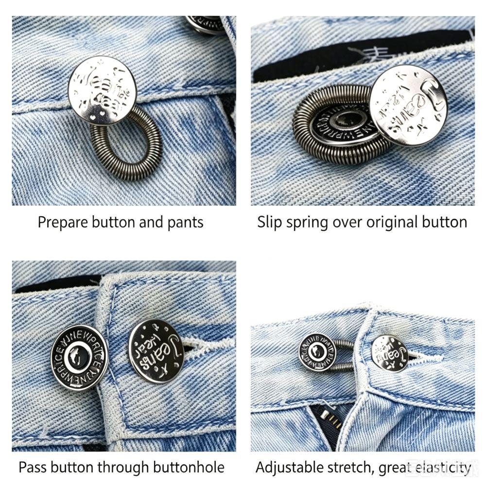 24pcs Metal Jeans Expander Button Elastic Spring Pants Waist Extender For Skirts Trousers