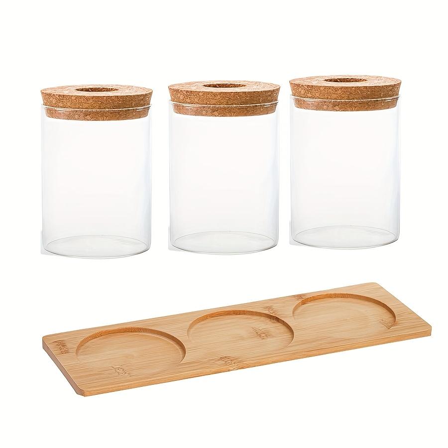 

3 Pcs Acrylic Vase with Bamboo Tray Plant Home Decoration Terrarium Propagation Stations, Tabletop Water Planting, Clear Jars