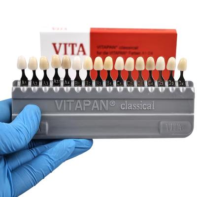 Vita 16 barev Vzorník odstínů zubů Klasické stomatologické vybavení Bělení zubů Porcelán Vitapan Model zubu Kolorimetrická destička