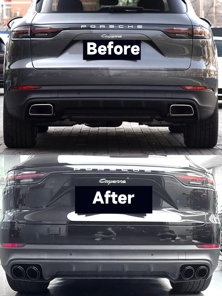 18-24 Year Porsche Cayenne Black Quad Exhaust Tailpipe Muffler Modification