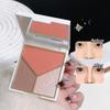 3-in-1 Highlight and Contour Palette - Brightening Nose Shadow, Cheek Shade, and Blush - Matte and Pearl Finishes