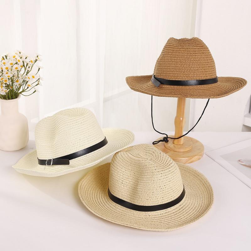 Summer Men's Western Cowboy Hat Outdoor Travel Shade Breathable Beach Hat Big Eaves Fishing Leisure Sun Hat