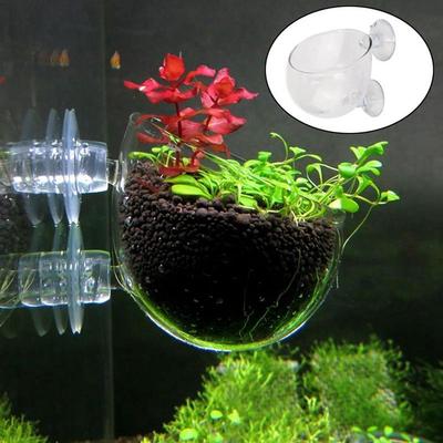 Aquarium Dekorationen Pflanzbecher Topf Acryl Wasserpflanzenbecher mit Saughalter Pflanzzylinderbecher Aquarium Zubehör
