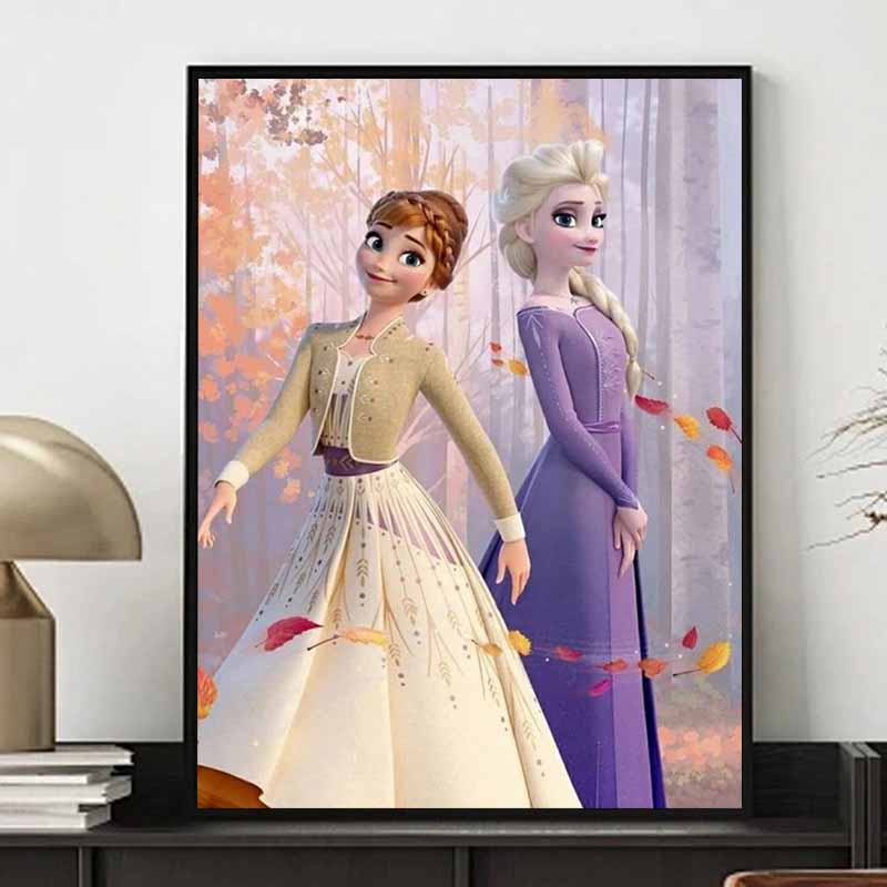 Disney Cartoon Diamond Painting Anna Elsa Autumn Scenes 5D DIY Art Cross Stitch Kit Mosaic Embroidery Home Decor Gift