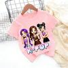 2026 Girls KPOP Idol Group Print Short Sleeve Boys and Girls TShirt Cute Cartoon Graphic Tee Kids Summer Casual Top