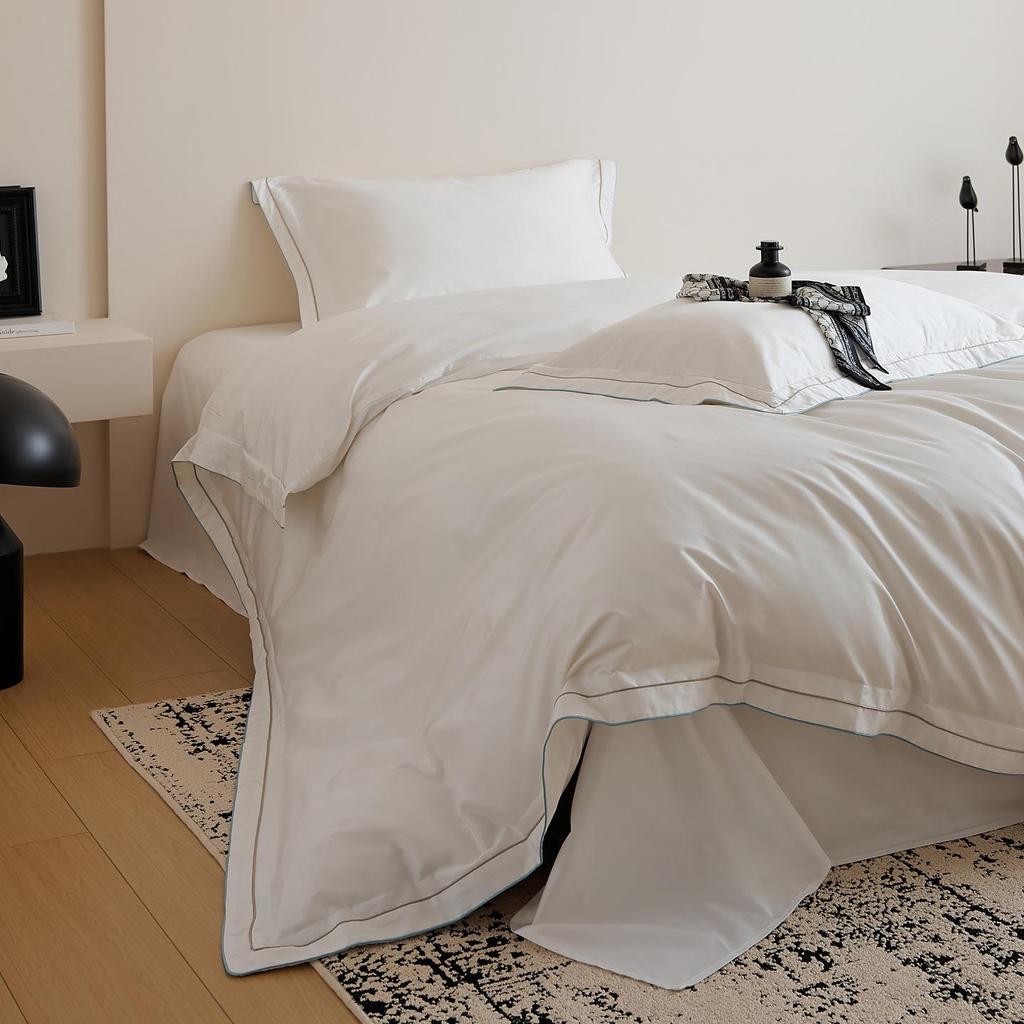 100-Piece Luxury Cotton Satin Bedding Set – Solid Color Duvet Cover with Xinjiang Long-Staple Cotton Sheets.