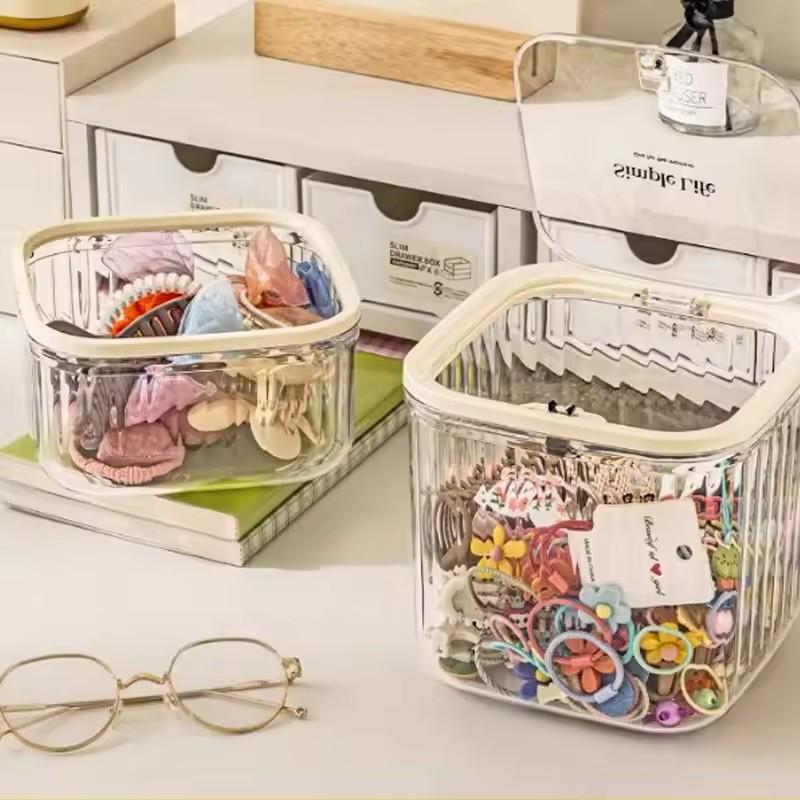 Desktop Pop-up Storage Box Mini Trash Can with Lid Dust Proof Makeup Sundries Bucket Organizer Holder Case