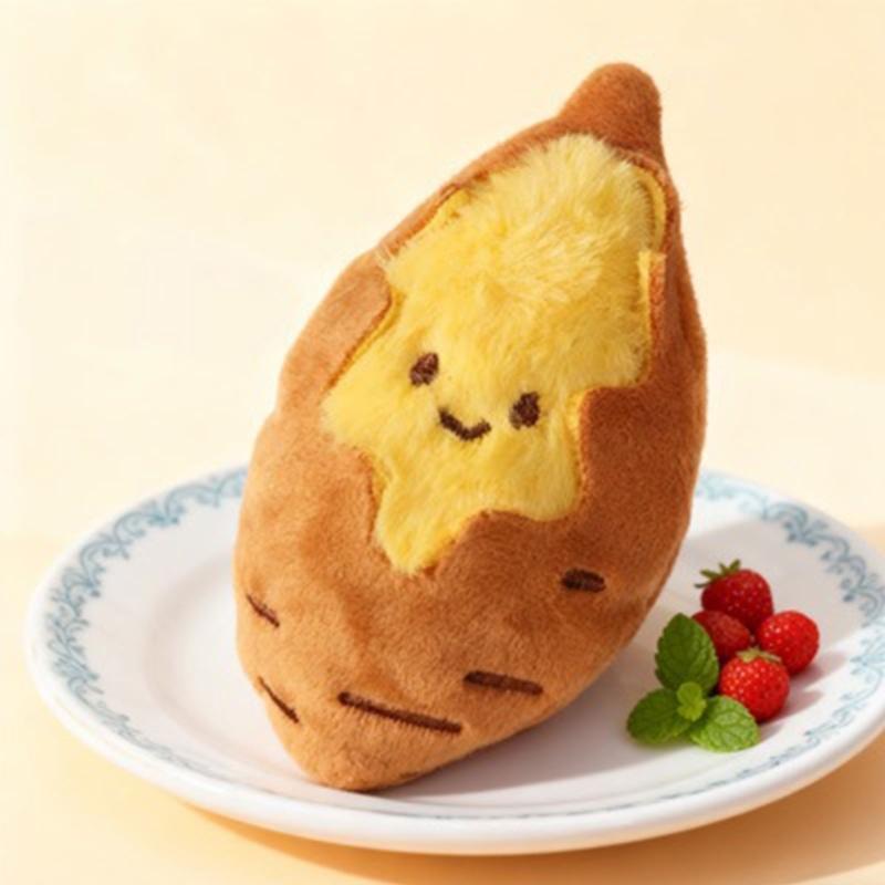 Multifunctional Adorable Roasted Sweet Potato Plush Keychain for Bag Charm Car Decoration Gift Ornament
