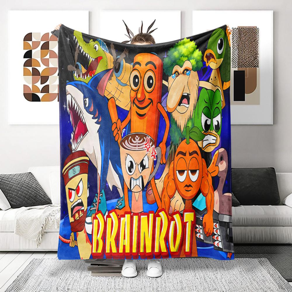 

Personalized Brainrot Blanket Name Cartoon Art Soft Fleece Throw Gift Home Decor Gaming Theme 75x100cm