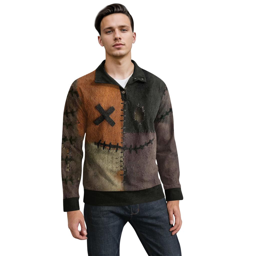 Men's Halloween Printed Corduroy Button Shirt