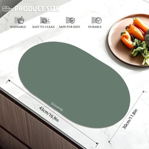 Set of 4 Silicone Placemats, Heat-Resistant and Easy-to-Clean Dining Table Placemats, Non-Slip Silicone Placemats for Dining Tables, Oval, 16.9" X 11.