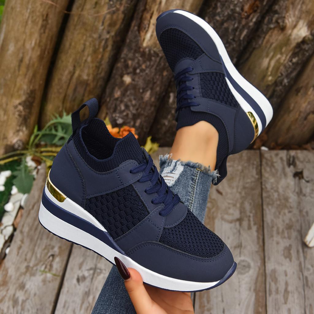 Fashion Women Breathable Mesh Shoes Plus Size Fashion Wedge Sneakers Women Lightweight Non Slip Socks Casual Sneakers  Zapatos De Mujer