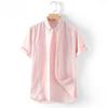Men's Short-Sleeve Linen Shirt - Summer Casual Loose Fit with Lapel Collar, Cotton and Linen Blend, Plus Size Available