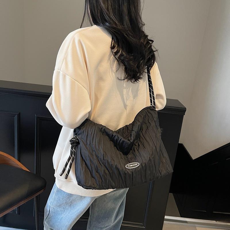 Pleated Bag Women's Large Capacity Tote Bag 2025 Autumn New Fashion Casual Lazy Style Crossbody Bag Relaxation