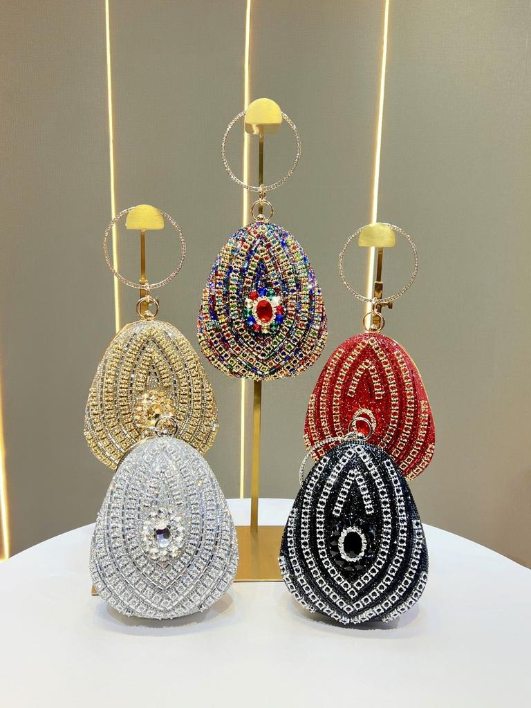 Elegante Pochette da Sera in Poliestere con Decorazioni di Strass per Eventi Formali