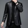 Men's Spring and Autumn Pu Leather Jacket, Suit Collar, Short Casual Suit Jacket