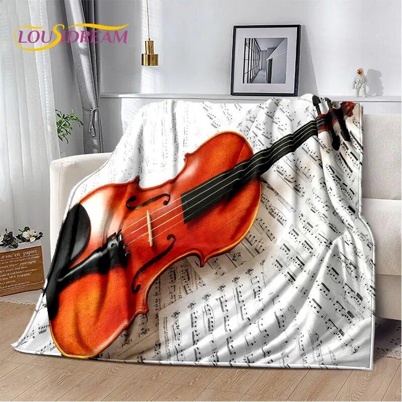 Classical Violin Instrument Music Soft Plush Blanket,Flannel Blanket Throw Blanket for Living Room Bedroom Bed Sofa Picnic Cover