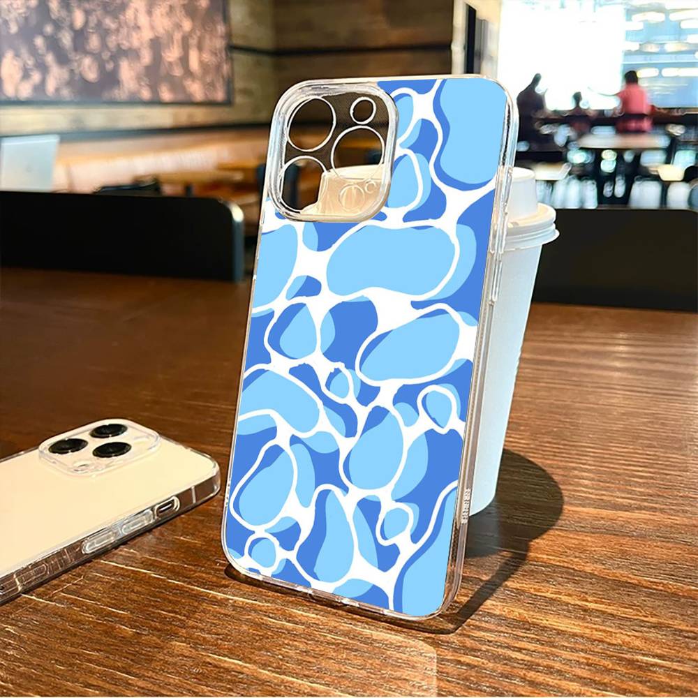 Water texture Phone Case For iPhone17,16,15,14,13,12,11 Plus,Pro Max Soft Transparent Cover