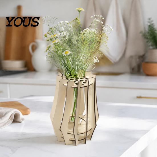 Anti Deformation Flower Pots for Interior Wooden Puzzle Vase, Display Stand Flowers or Simple Style Vases Gift Artificial Flowers, Decorative