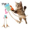 Funny Frog Shape Cat Teaser Plush Toy, Interactive Kitten Toy with Bell And Feathers, Hanging Feather Tassels for Cats Woven Rope Long Leg Frog,