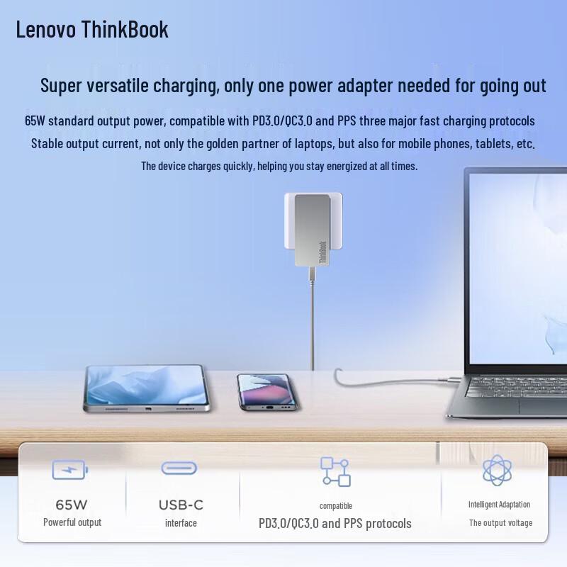 Lenovo GaN 65W USB-C PD Laptop Charger