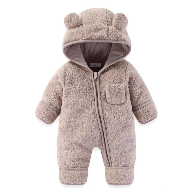

Младенческий флисовый теплый комбинезон с капюшоном на молнии в стиле медведя 3M