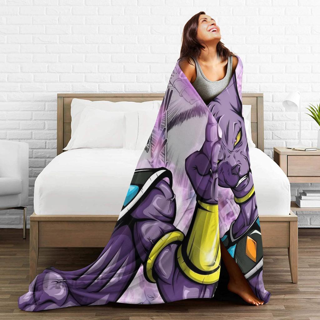 DBZ Beerus Goku Vegeta Fleece Throw Blankets Blanket for Bedding Outdoor Ultra-Soft Quilt,