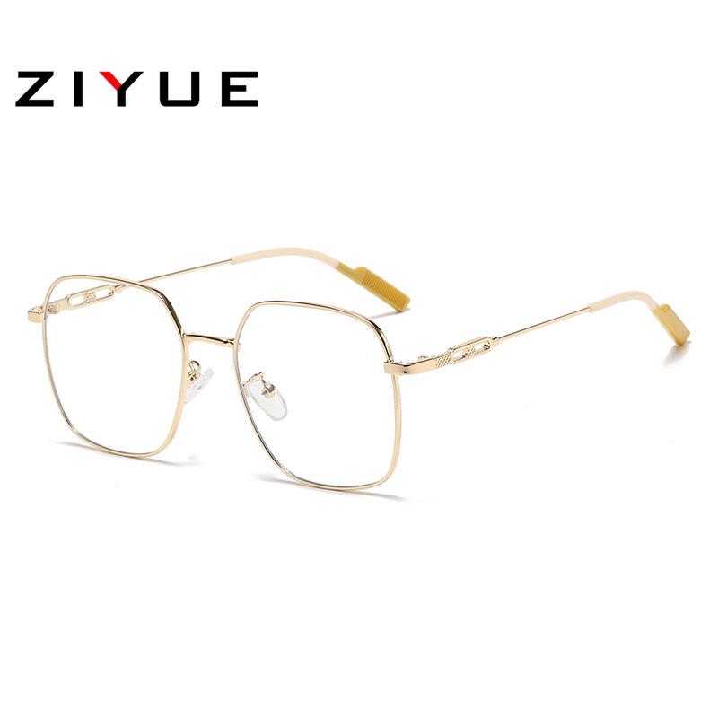 Metal Matte Glasses for Women - Built-in Blush, Prescription Compatible, Large Frames, Face Slimming Effect