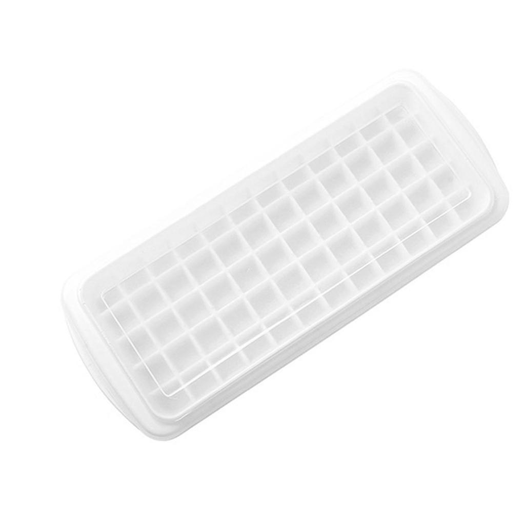 60 Grids DIY Ice Cube Tray Pressing Demoulding Silicone Ice Mould with Lid for Home White