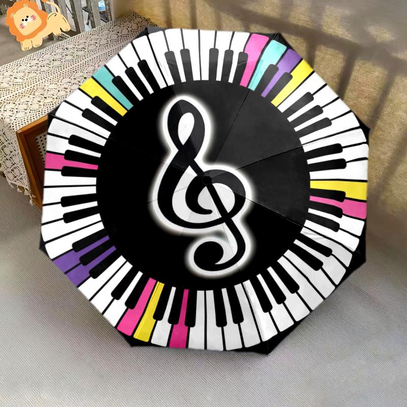 1PC Musical notes Umbrella Portable Folding Umbrella Iron Frame Hole Bone Structure Outdoor Home Umbrella A2