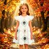 Kids Casual Halloween Printed Sleeve Dress for Party and Holiday