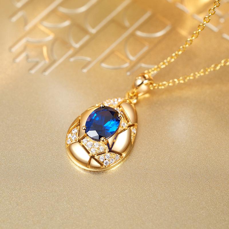 925 Sterling silver sapphire zircon necklace, light luxury high-end collarbone chain, fashionable women's high-end jewelry, daily wear jewelry gifts