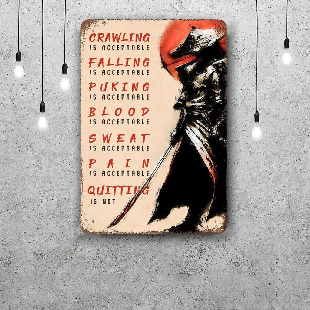 Samurai Warrior Vintage Metal Tin Signs Posters Decor Retro Metal Plaque Wall Art Decor for Garage Bar