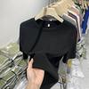 European Threaded Short-sleeved T-shirt for Women Spring and Summer New Round Neck Slimming Bottoming T-shirt Small Shirt Solid Color Versatile Top