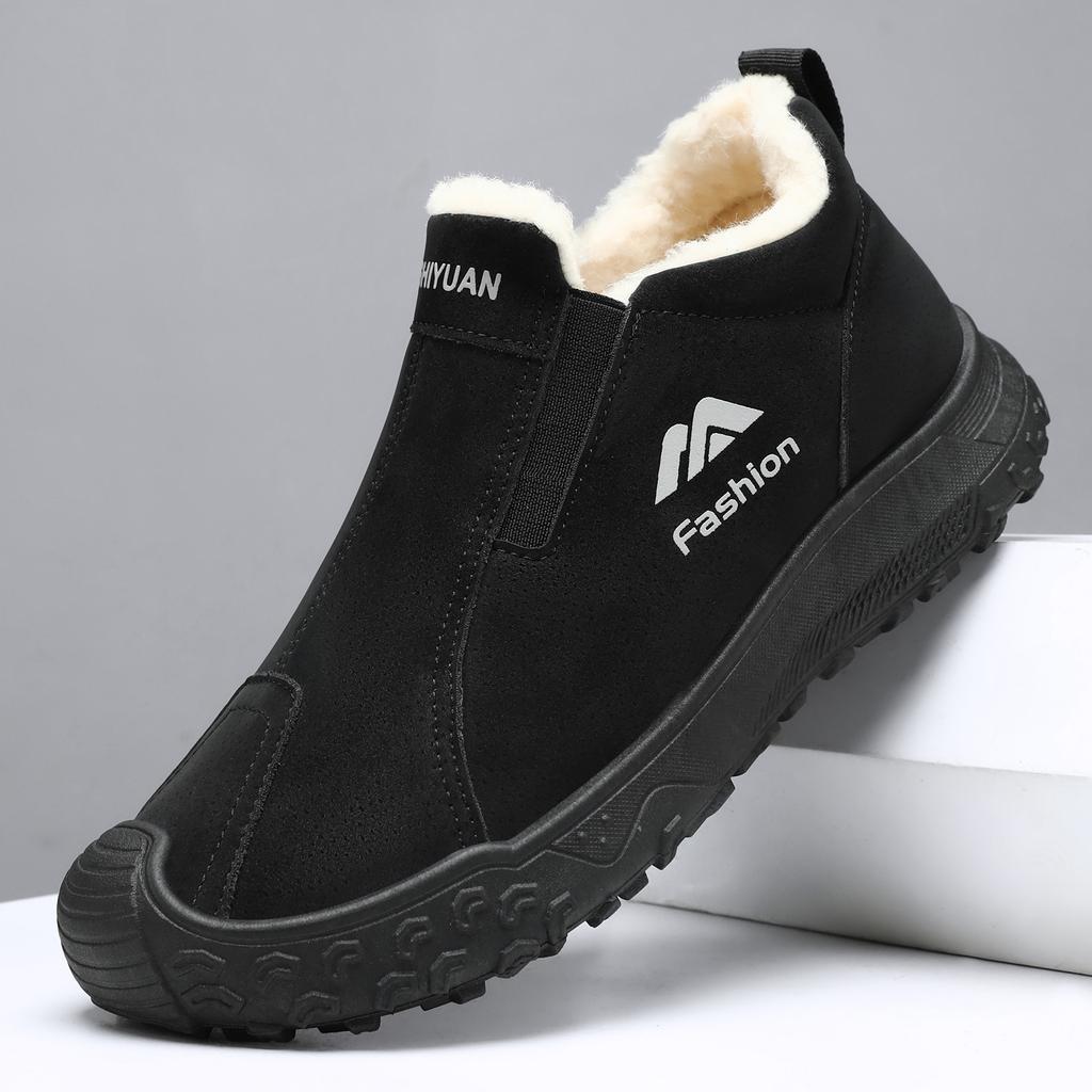 Men Fleece Lined Waterproof Warm Slip On Outdoor Winter Snow Boots