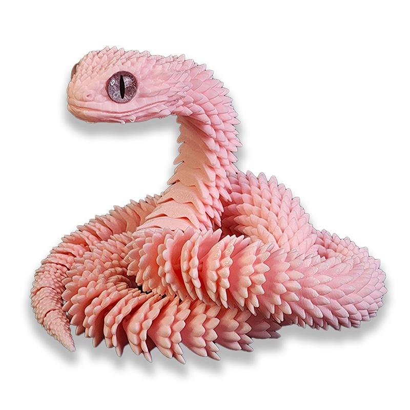 Articulated Snake Figure, 3D Printed Bush Viper Creature, Dragon Snake Inspired Joint Mobility Statue, Home Ornament