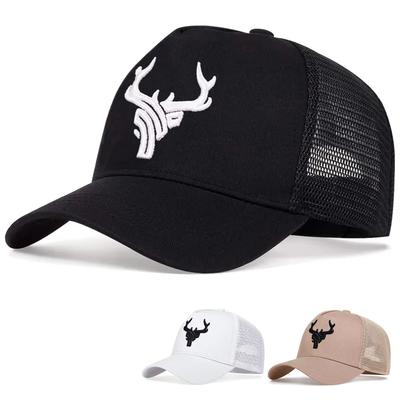 Unisex Antler Embroidered Baseball Cap Adjustable Men Women Summer Breathable Mesh Caps Casual Sunscreen Hat Dad Hats